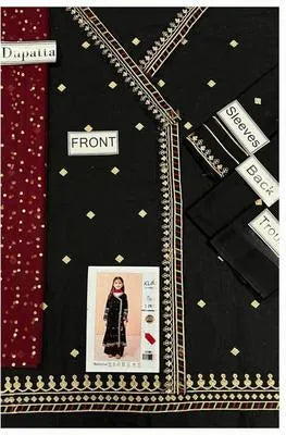 Kids Velvet Embroidered Suit – Dhanak Winter Collection DE-16