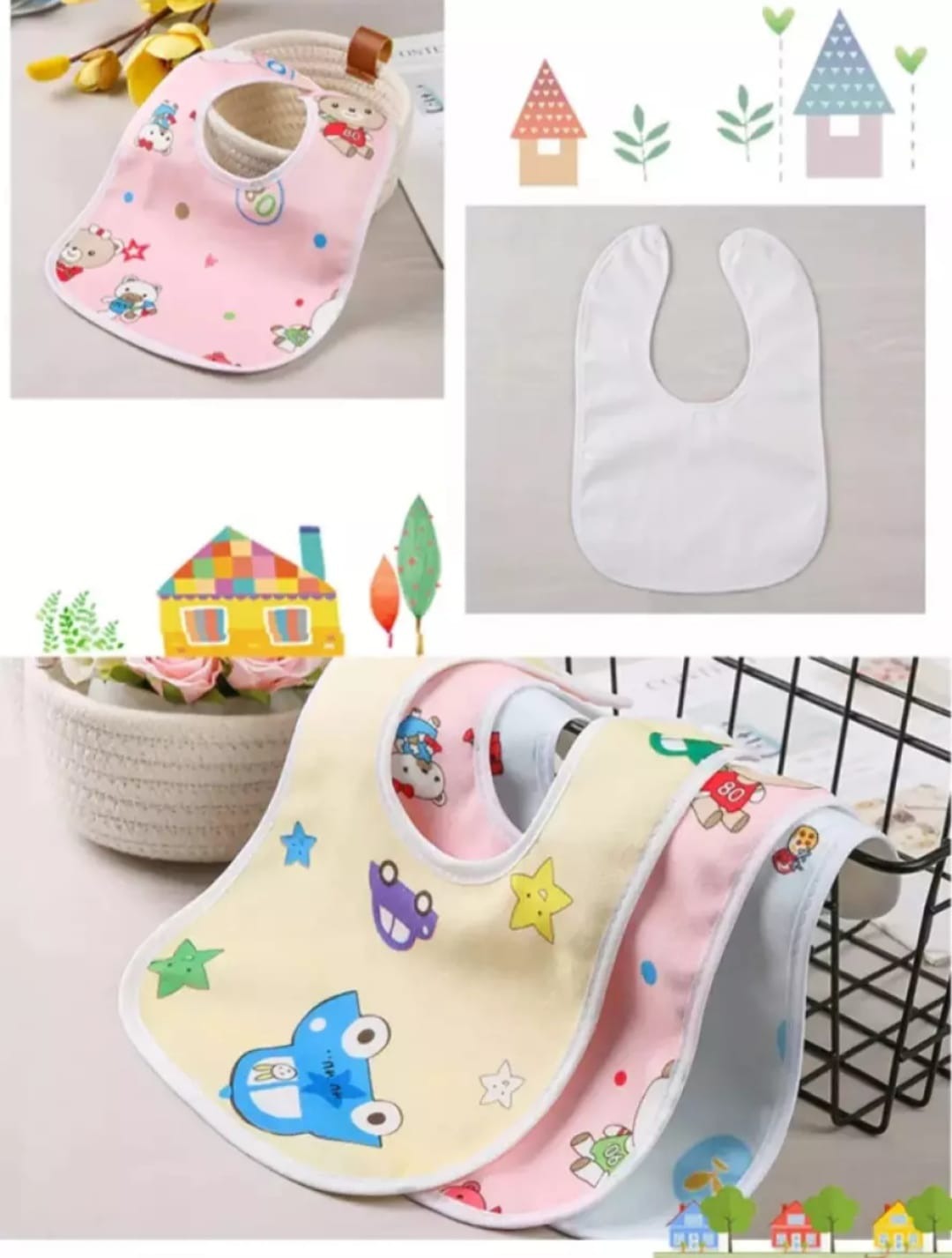 Baby Waterproof Bibs – Soft & Washable Feeding Bibs for Newborns (3-Piece Set)