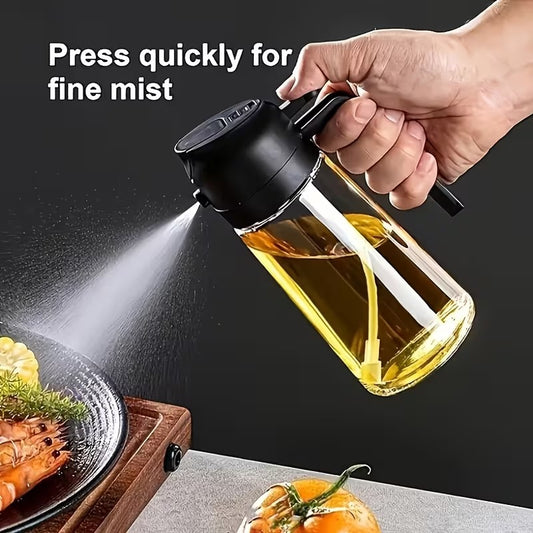 "2-in-1 Olive Oil Sprayer & Dispenser Bottle - Fine Mist Mister & Pour Spout | Glass Oil Vinegar Sprayer for Cooking, Air Fryer, BBQ, Salad (Kitchen Essentials)"