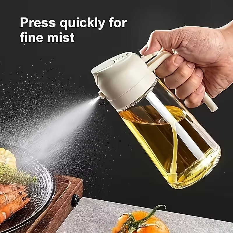 "2-in-1 Olive Oil Sprayer & Dispenser Bottle - Fine Mist Mister & Pour Spout | Glass Oil Vinegar Sprayer for Cooking, Air Fryer, BBQ, Salad (Kitchen Essentials)"
