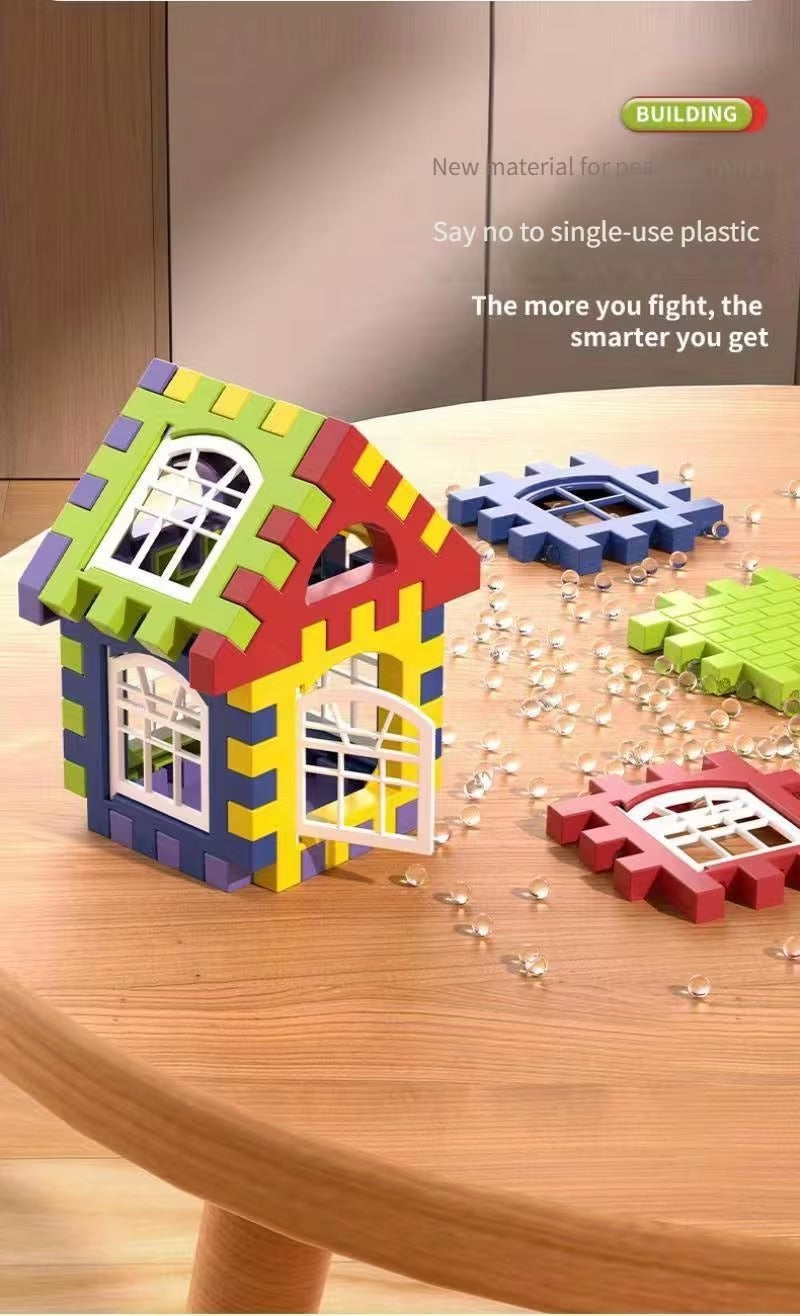 Kids' Colorful Interlocking House Building Blocks Set - Creative 3D Construction Toy for Toddlers & Children (50-160+ Pieces)"