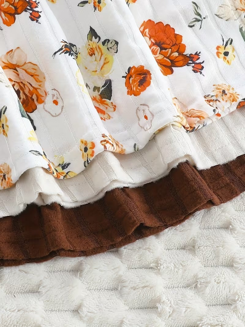 Girls' Ribbed Knit Long Sleeve Dress - Floral, Heart Print & Solid Colors | Cozy & Stylish Toddler Kids Dresses"