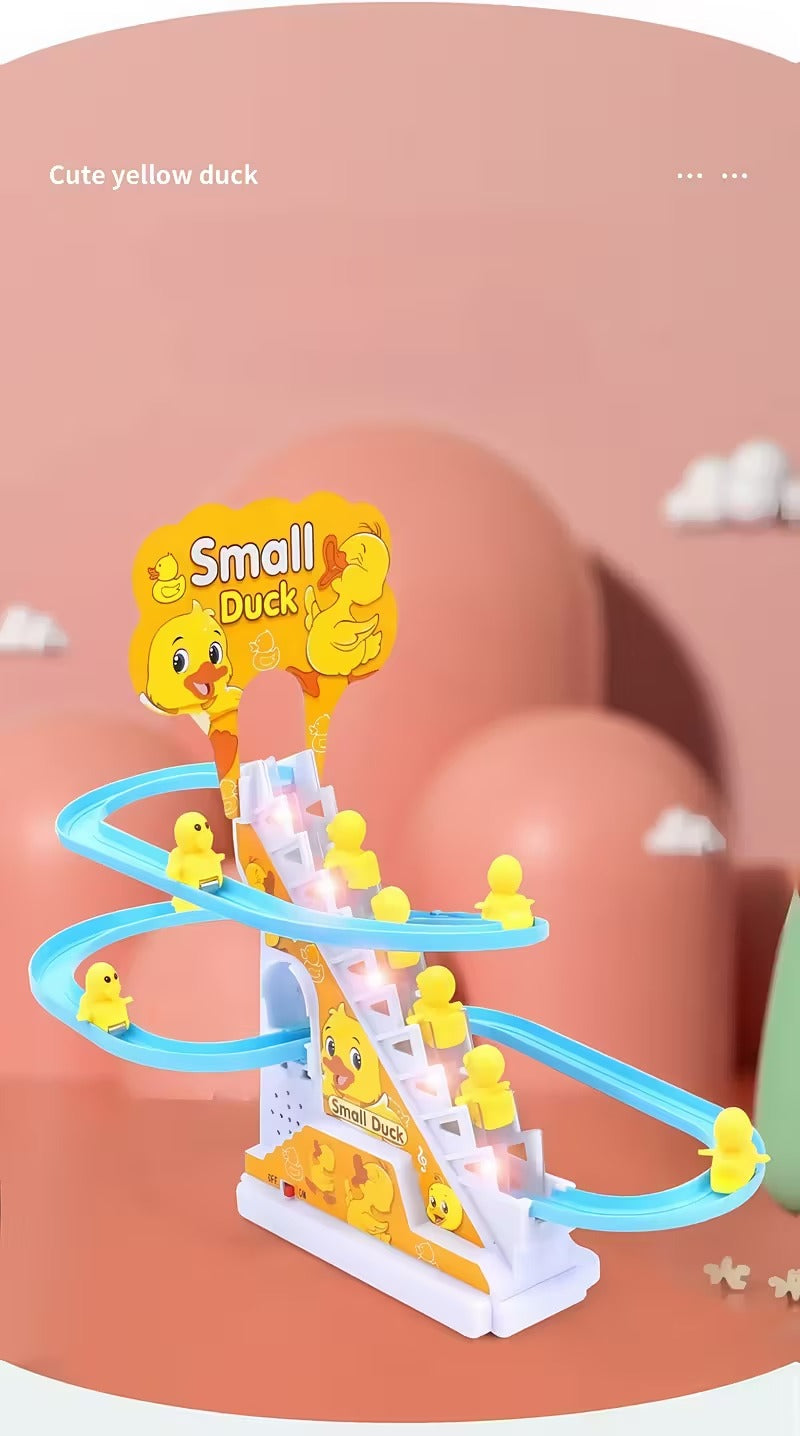 Musical Duck Climbing Stairs & Slide Track Toy - Interactive Race Game with Lights & Music | Fun Educational Toy for Toddlers & Kids