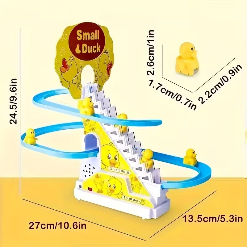 Musical Duck Climbing Stairs & Slide Track Toy - Interactive Race Game with Lights & Music | Fun Educational Toy for Toddlers & Kids