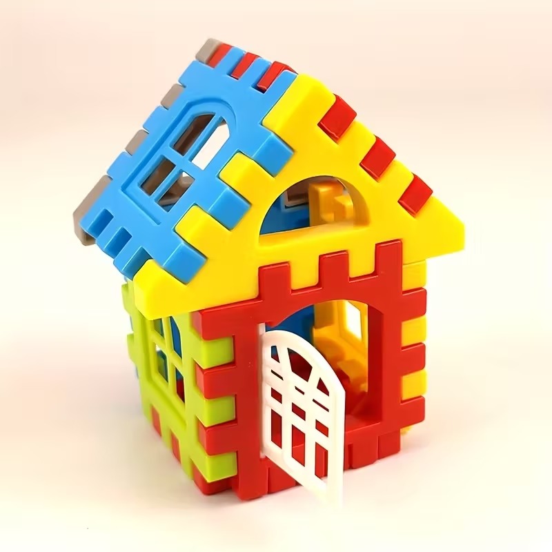 Kids' Colorful Interlocking House Building Blocks Set - Creative 3D Construction Toy for Toddlers & Children (50-160+ Pieces)"