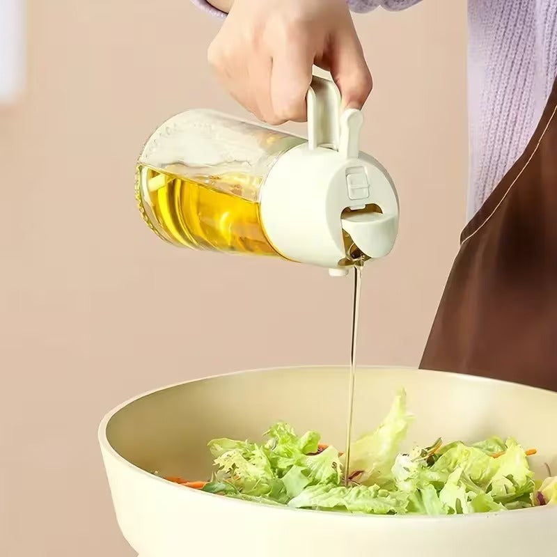 "2-in-1 Olive Oil Sprayer & Dispenser Bottle - Fine Mist Mister & Pour Spout | Glass Oil Vinegar Sprayer for Cooking, Air Fryer, BBQ, Salad (Kitchen Essentials)"