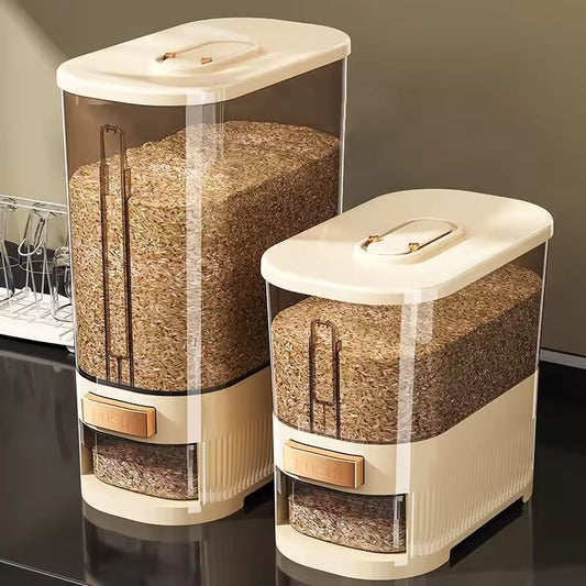 Automatic Push-Button Rice Dispenser with Airtight Seal - 12L/22L Grain & Food Storage Container"