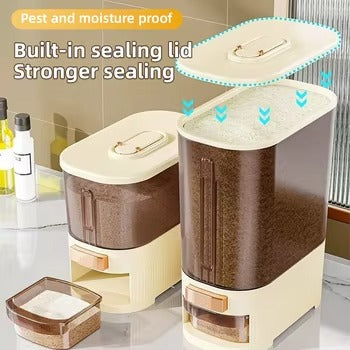 Automatic Push-Button Rice Dispenser with Airtight Seal - 12L/22L Grain & Food Storage Container"
