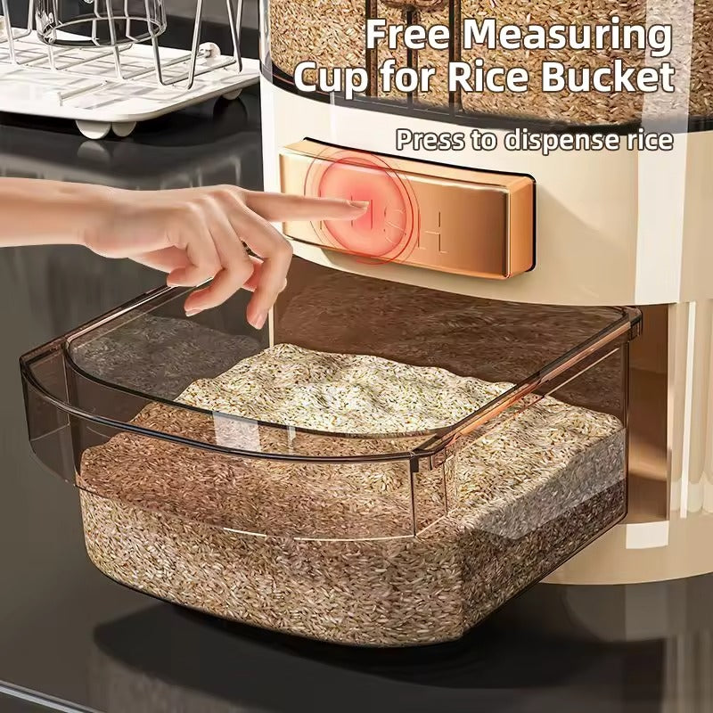 Automatic Push-Button Rice Dispenser with Airtight Seal - 12L/22L Grain & Food Storage Container"