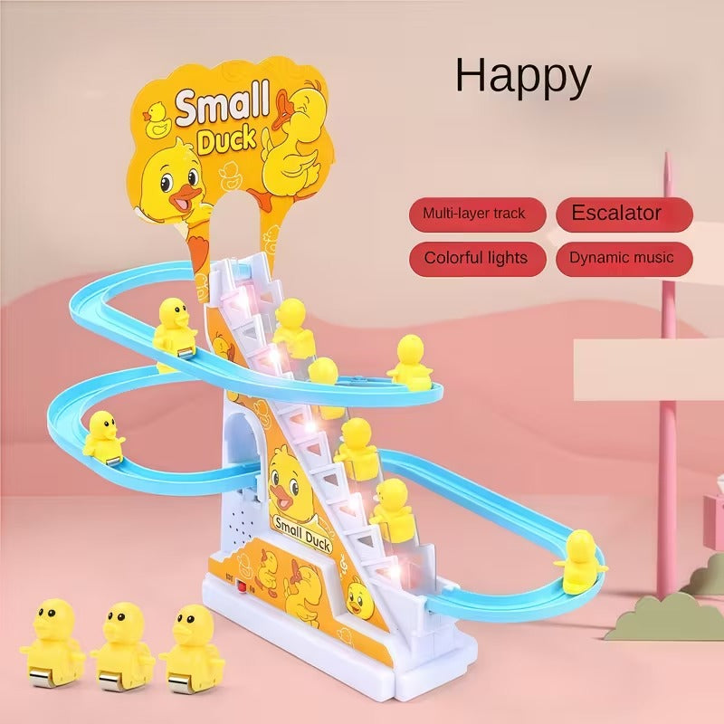 Musical Duck Climbing Stairs & Slide Track Toy - Interactive Race Game with Lights & Music | Fun Educational Toy for Toddlers & Kids