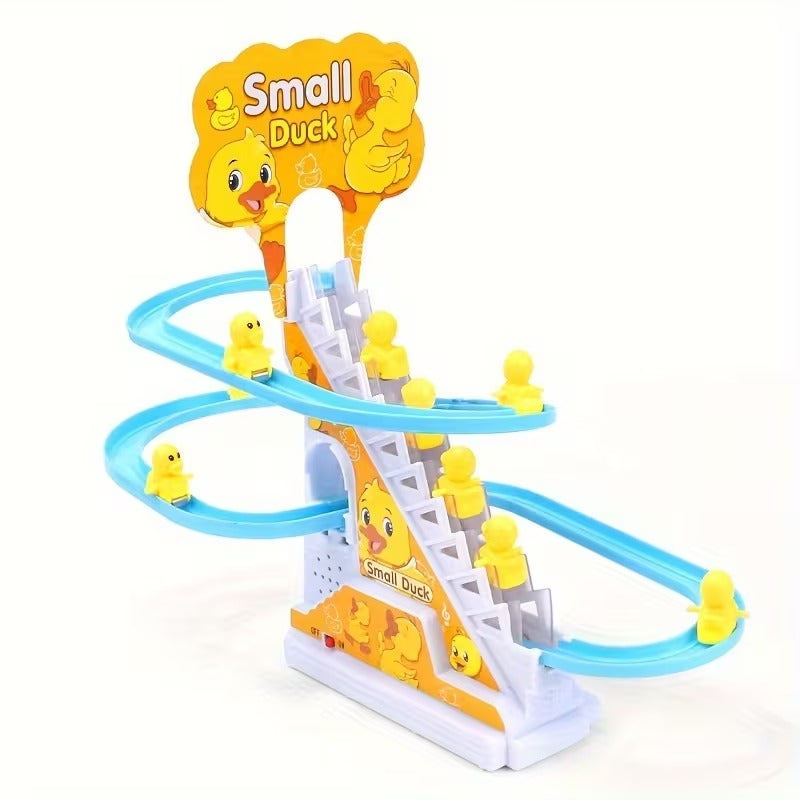 Musical Duck Climbing Stairs & Slide Track Toy - Interactive Race Game with Lights & Music | Fun Educational Toy for Toddlers & Kids
