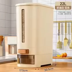 Automatic Push-Button Rice Dispenser with Airtight Seal - 12L/22L Grain & Food Storage Container"